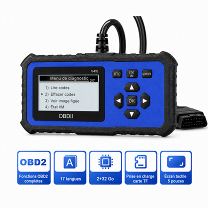 🔧🚗 49 % de réduction ⚡ Scanner OBD2 professionnel – Diagnostic complet, effacement 1 clic & 8 langues ! Compatible tous véhicules 1996+ 📊💡