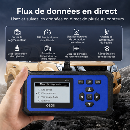 🔧🚗 49 % de réduction ⚡ Scanner OBD2 professionnel – Diagnostic complet, effacement 1 clic & 8 langues ! Compatible tous véhicules 1996+ 📊💡