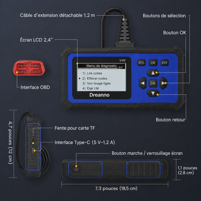 🔧🚗 49 % de réduction ⚡ Scanner OBD2 professionnel – Diagnostic complet, effacement 1 clic & 8 langues ! Compatible tous véhicules 1996+ 📊💡