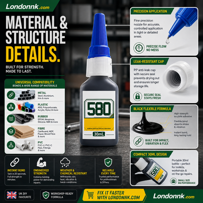 🛠️ Colle instantanée – colle le métal, le plastique et le caoutchouc. Durcissement en 20 s, résiste aux intempéries et aux chocs. 30 ml. -50 % ! 🔧✨