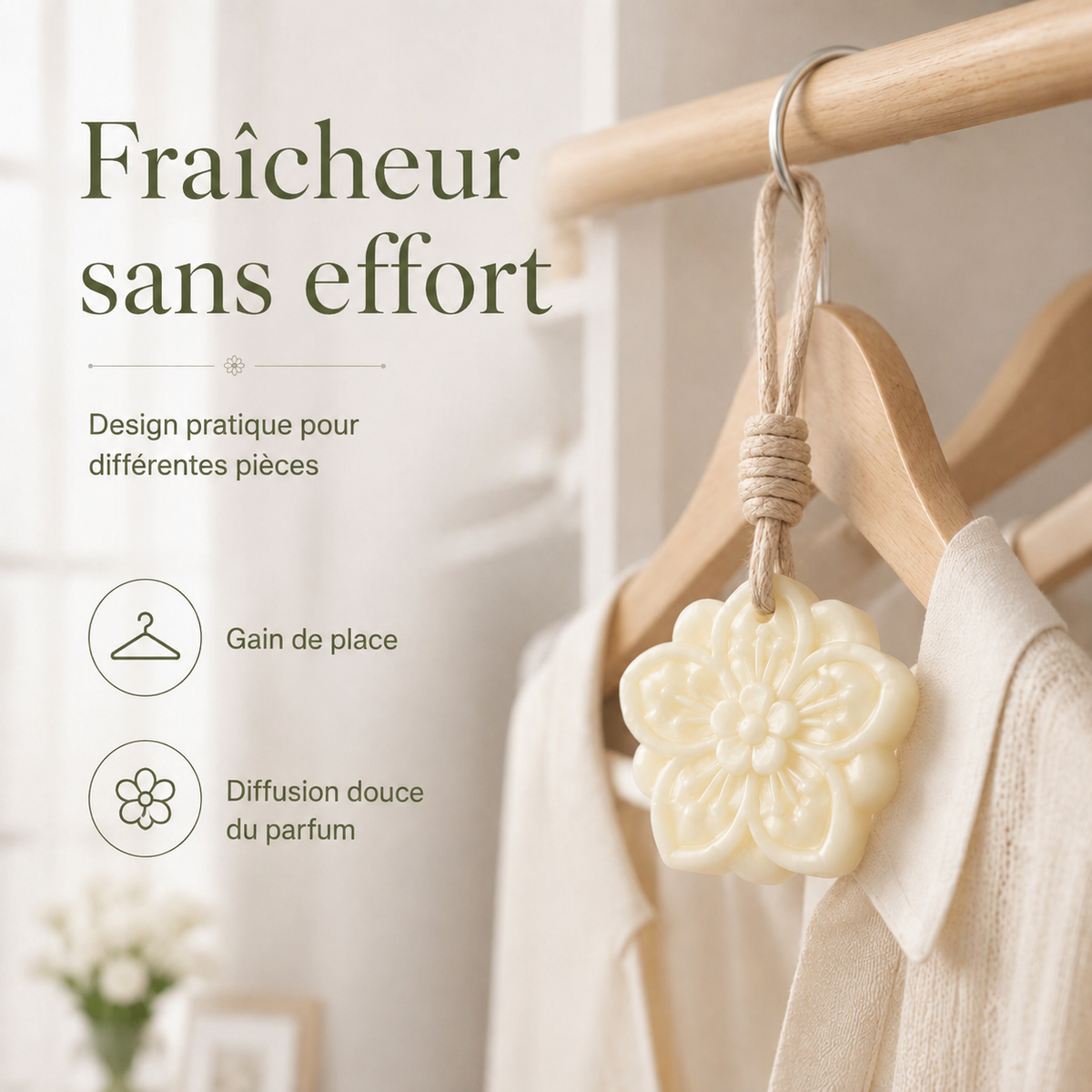 Sachet parfumé suspendu – Parfum Gardénia 🌸