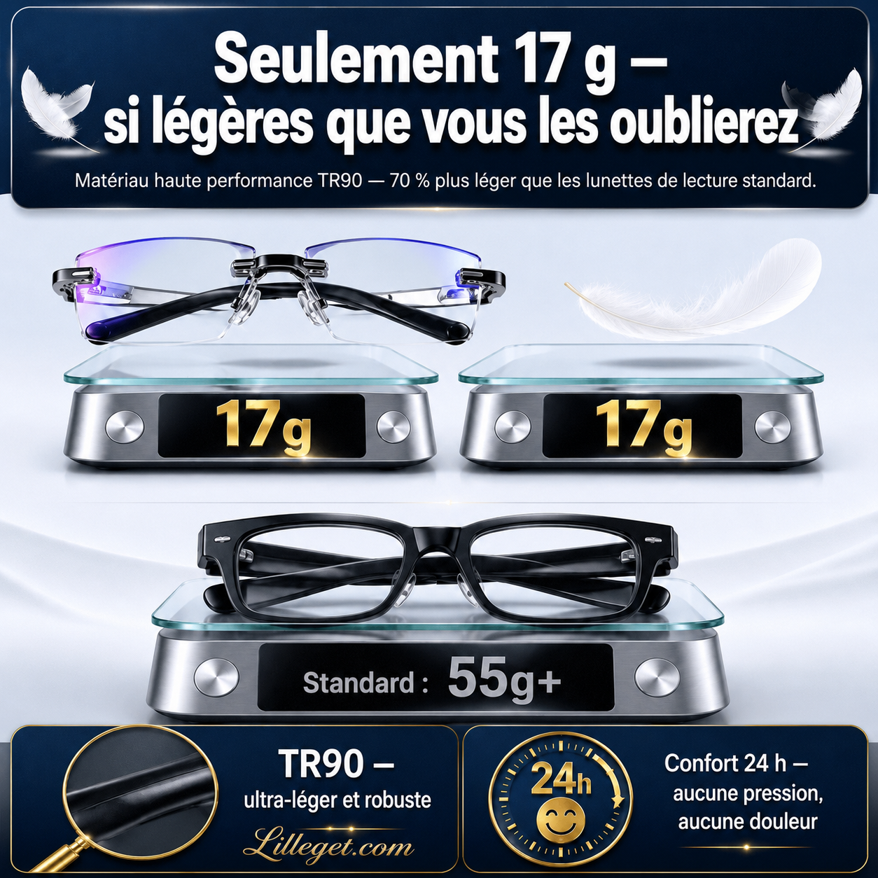 👓 Lunettes de lecture à double usage ✨ - Verres en saphir | Protection contre la lumière bleue | Dioptries de +1,00 à +4,00 | Noir et marron