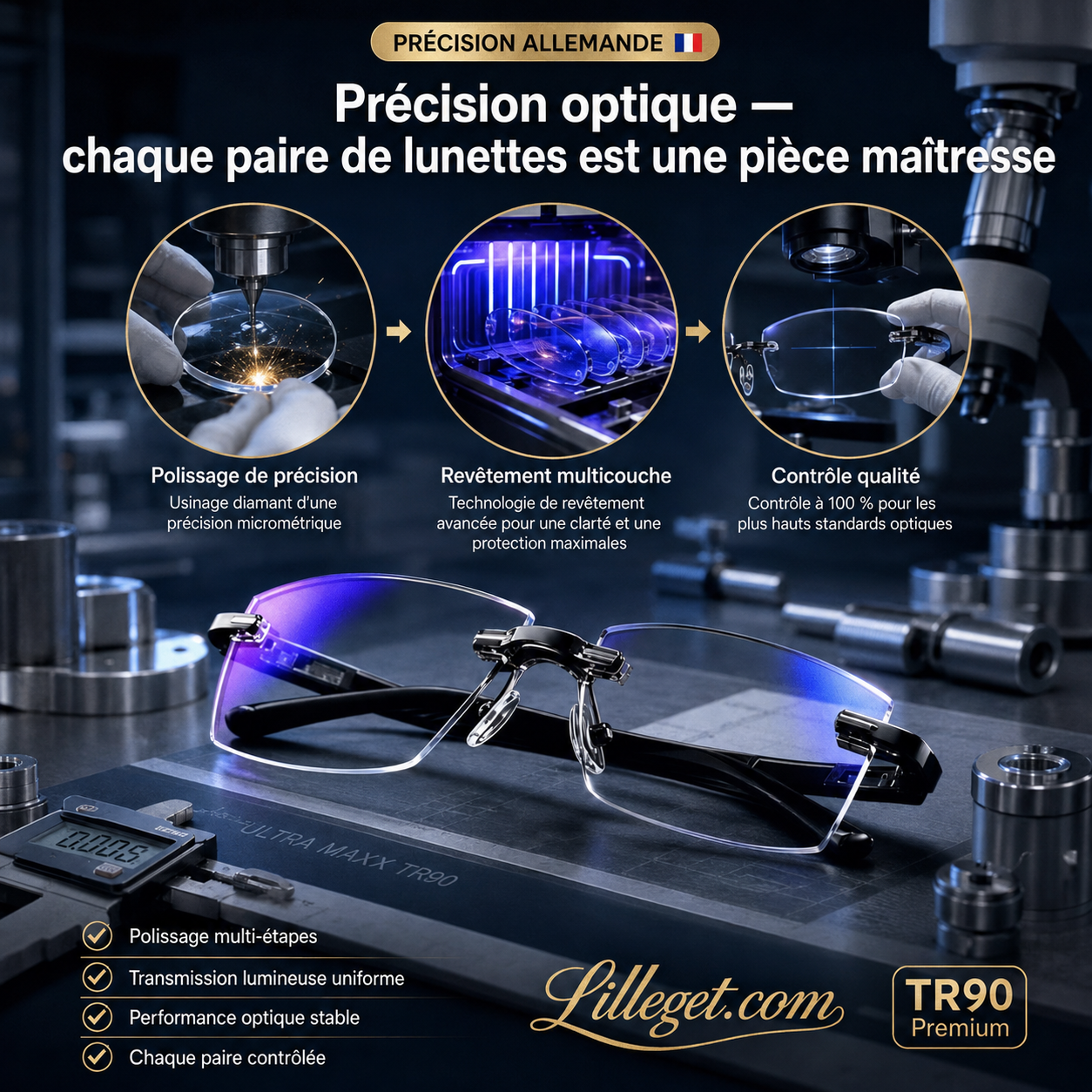 👓 Lunettes de lecture à double usage ✨ - Verres en saphir | Protection contre la lumière bleue | Dioptries de +1,00 à +4,00 | Noir et marron