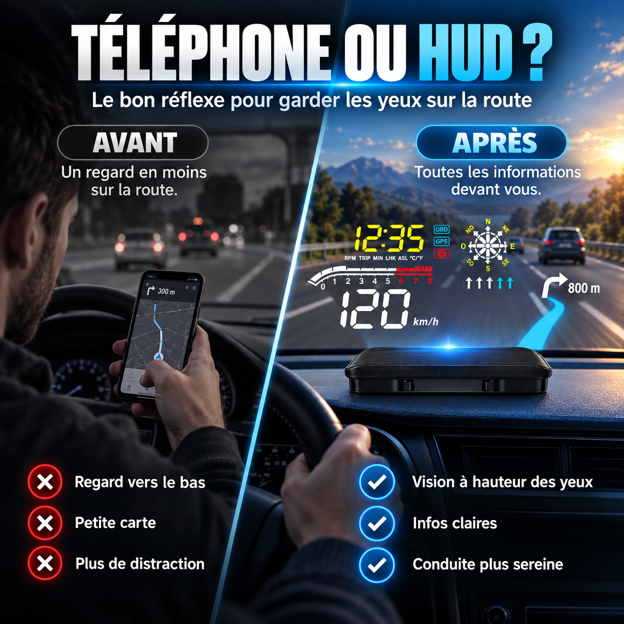 🛒🚘 Affichage tête haute universel pour voitures – technologie et sécurité à chaque trajet. Commandez maintenant !