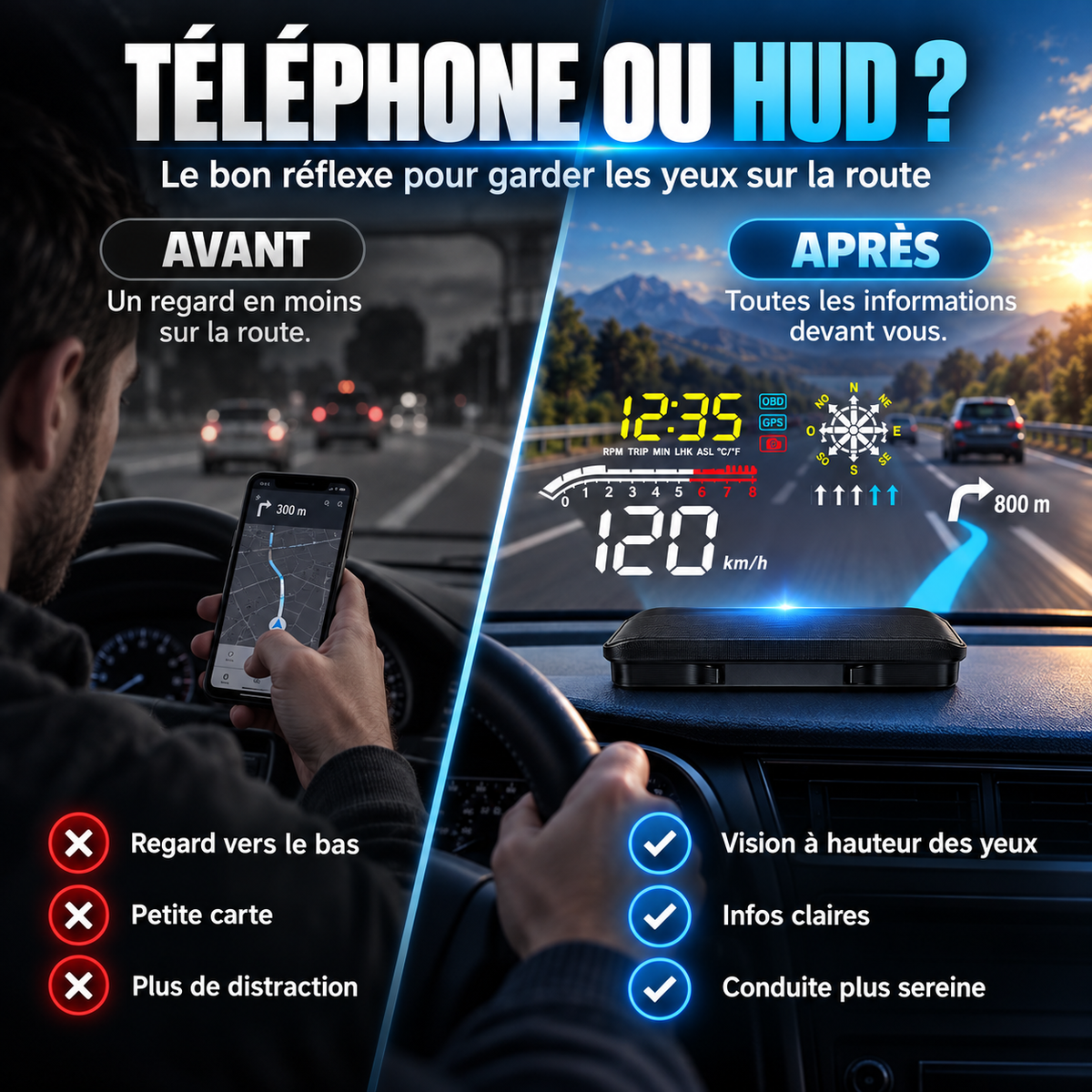 🛒🚘 Affichage tête haute universel pour voitures – technologie et sécurité à chaque trajet. Commandez maintenant !