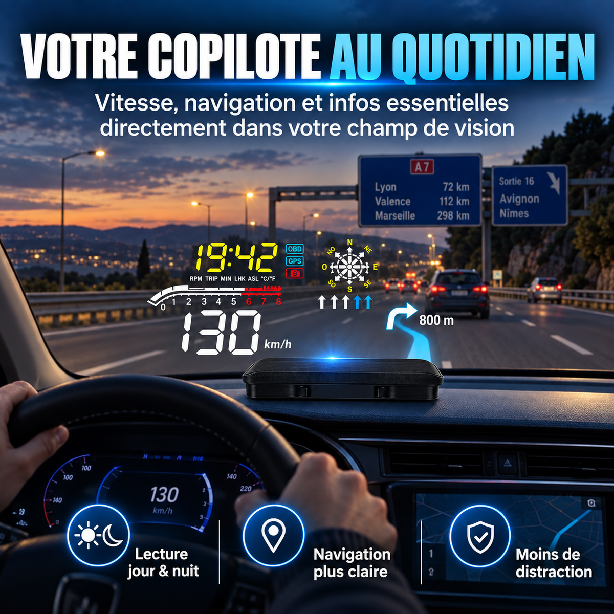 🛒🚘 Affichage tête haute universel pour voitures – technologie et sécurité à chaque trajet. Commandez maintenant !