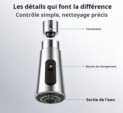 Rallonge de robinet anti-éclaboussures avec 9 joints pour évier de cuisine et de salle de bain