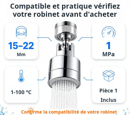 Rallonge de robinet anti-éclaboussures avec 9 joints pour évier de cuisine et de salle de bain