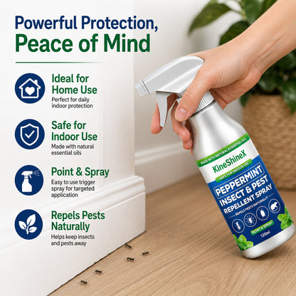 🗑️Spray anti-insectes et anti-nuisibles à l'huile essentielle de menthe poivrée naturelle – Puissance maximale – Formule au parfum doux pour la maison et le jardin