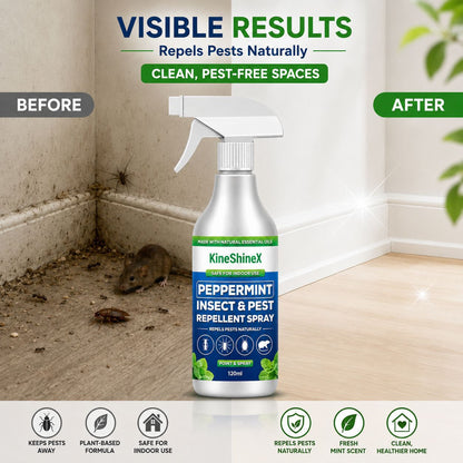 🗑️Spray anti-insectes et anti-nuisibles à l'huile essentielle de menthe poivrée naturelle – Puissance maximale – Formule au parfum doux pour la maison et le jardin