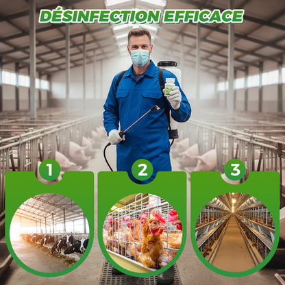 Comprimés effervescents désinfectants pour les exploitations d'élevage