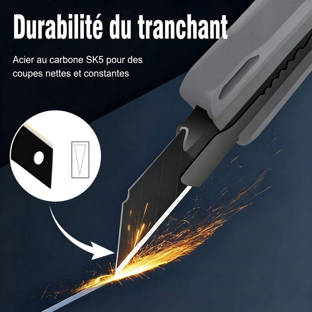 📢📢50% DE RÉDUCTION !!! ⏰🔪 Couteau Utilitaire Pro – Acier au Carbone, Verrouillage Sécurisé & 10 Lames Incluses | ABS Renforcé + Poignée Ergonomique ⚡