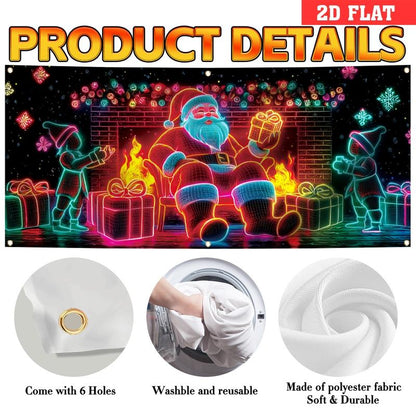 🎇🚪Bannière de Noël pour porte de garage activée par les UV, brille dans le noir🔥🎉