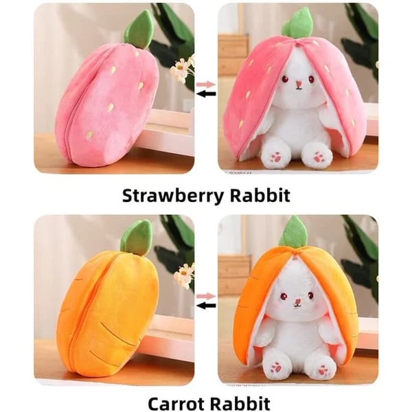 🍓 Promotion Éclair 🍓 Strawberry Bunny se transforme en petit lapin 🎀 Peluche fruitée trop mignonne 🐰