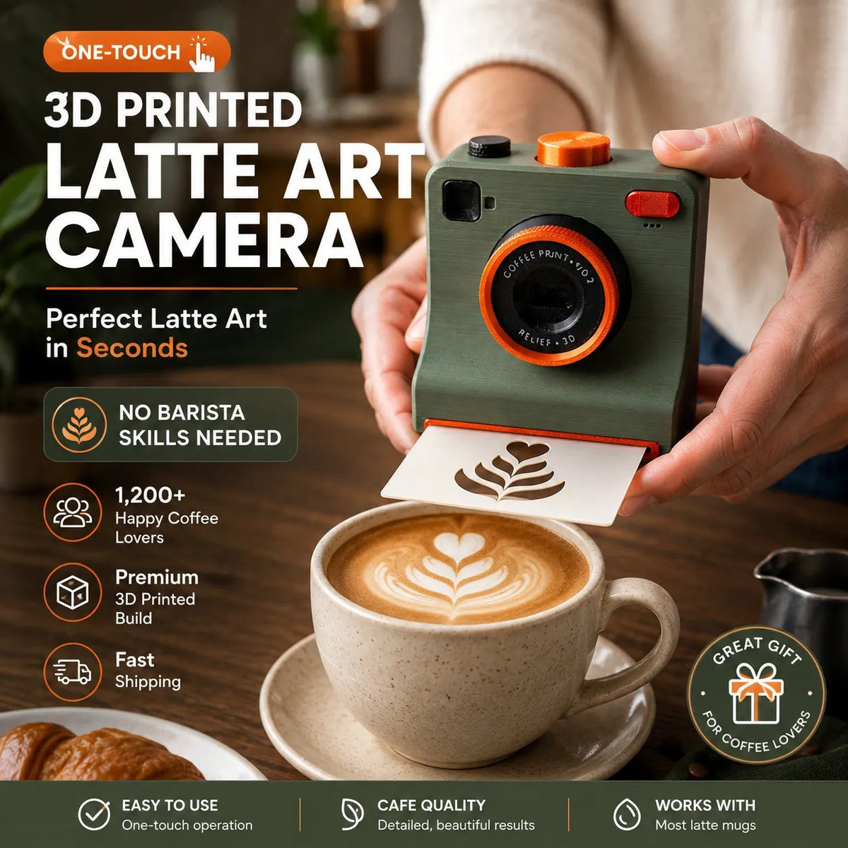 🎃Offre spéciale Halloween : 50 % de réduction !🔥Appareil photo rétro pour décorations de café – Imprimante mécanique à pochoirs pour latte art