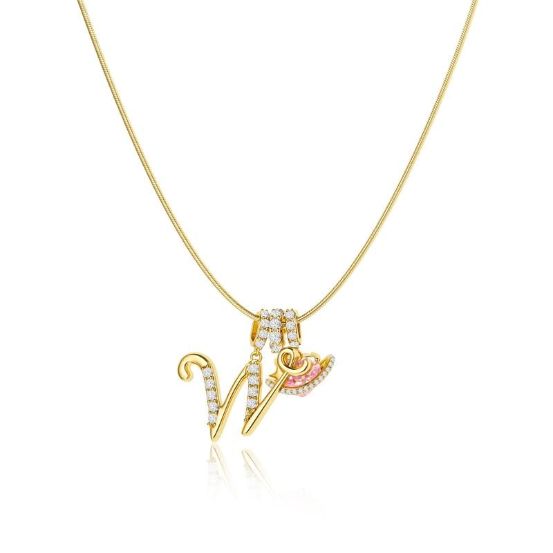 💖Dernier jour : 50 % de réduction ✨ Collier avec pendentif lettre de A à Z et trois breloques🎀