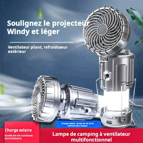 📢📢50 % DE RÉDUCTION !!⏰Ventilateur électrique portable extensible à batterie solaire au lithium + lampe de secours