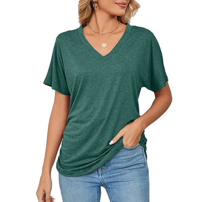 💕Soldes d'été🌷Tops pour dames à col en V, couleur unie, amples(🔥50 % de réduction)