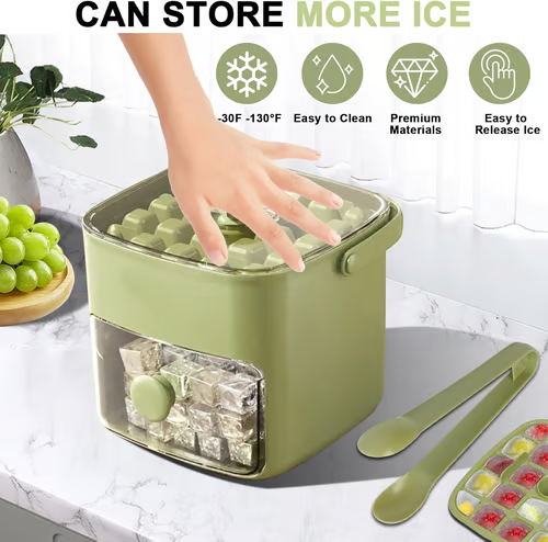 🧊Machine à glace portable avec couvercle et bac de rangement (48 glaçons)