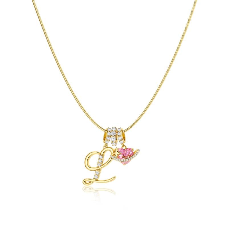 💖Dernier jour : 50 % de réduction ✨ Collier avec pendentif lettre de A à Z et trois breloques🎀