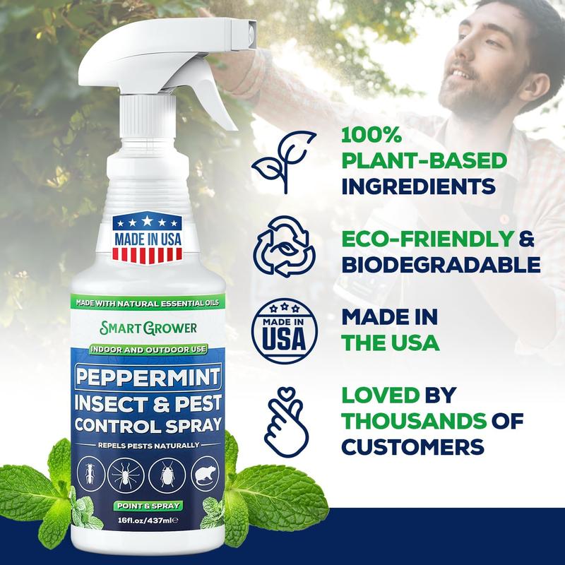 🗑️Spray anti-insectes et anti-nuisibles à l'huile essentielle de menthe poivrée naturelle – Puissance maximale – Formule au parfum doux pour la maison et le jardin