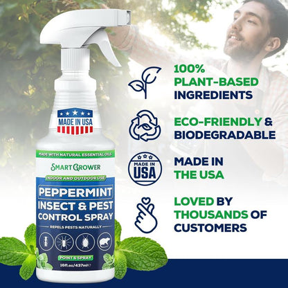 🗑️Spray anti-insectes et anti-nuisibles à l'huile essentielle de menthe poivrée naturelle – Puissance maximale – Formule au parfum doux pour la maison et le jardin