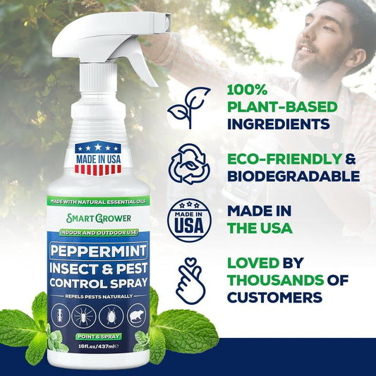 🗑️Spray anti-insectes et anti-nuisibles à l'huile essentielle de menthe poivrée naturelle – Puissance maximale – Formule au parfum doux pour la maison et le jardin
