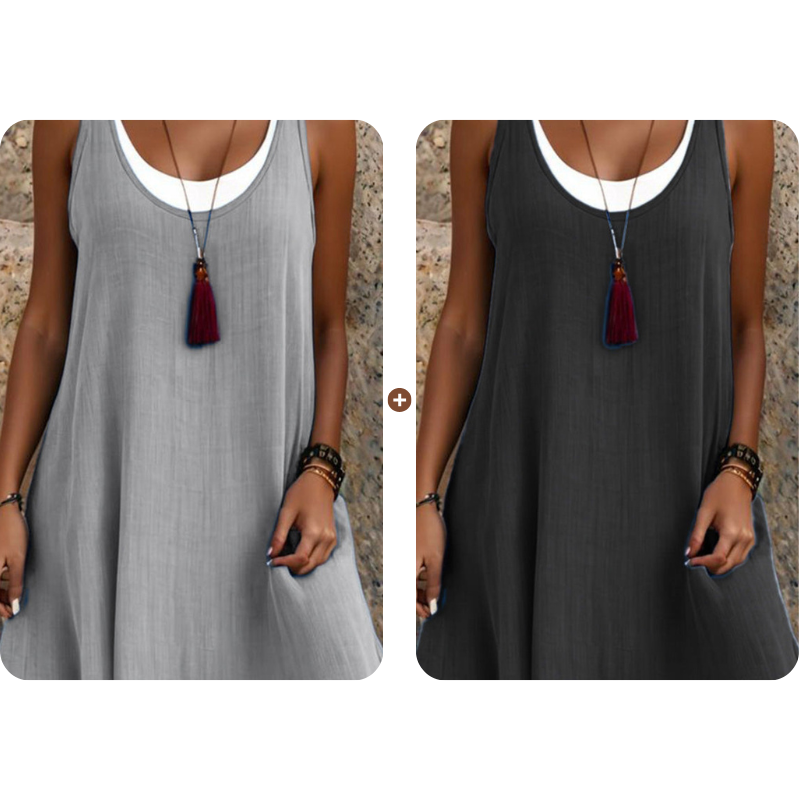 ⏰Dernier jour des soldes : 54 % de réduction 💃Robe débardeur deux pièces décontractée et ample sans manches pour femme