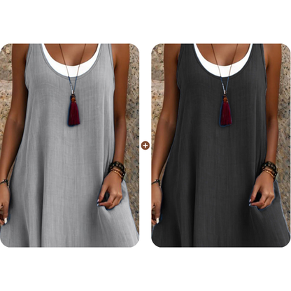 ⏰Dernier jour des soldes : 54 % de réduction 💃Robe débardeur deux pièces décontractée et ample sans manches pour femme
