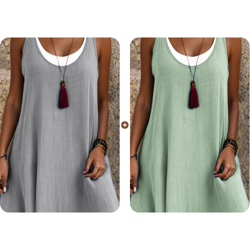 ⏰Dernier jour des soldes : 54 % de réduction 💃Robe débardeur deux pièces décontractée et ample sans manches pour femme