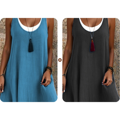 ⏰Dernier jour des soldes : 54 % de réduction 💃Robe débardeur deux pièces décontractée et ample sans manches pour femme