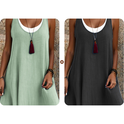 ⏰Dernier jour des soldes : 54 % de réduction 💃Robe débardeur deux pièces décontractée et ample sans manches pour femme