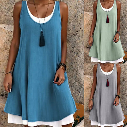 ⏰Dernier jour des soldes : 54 % de réduction 💃Robe débardeur deux pièces décontractée et ample sans manches pour femme