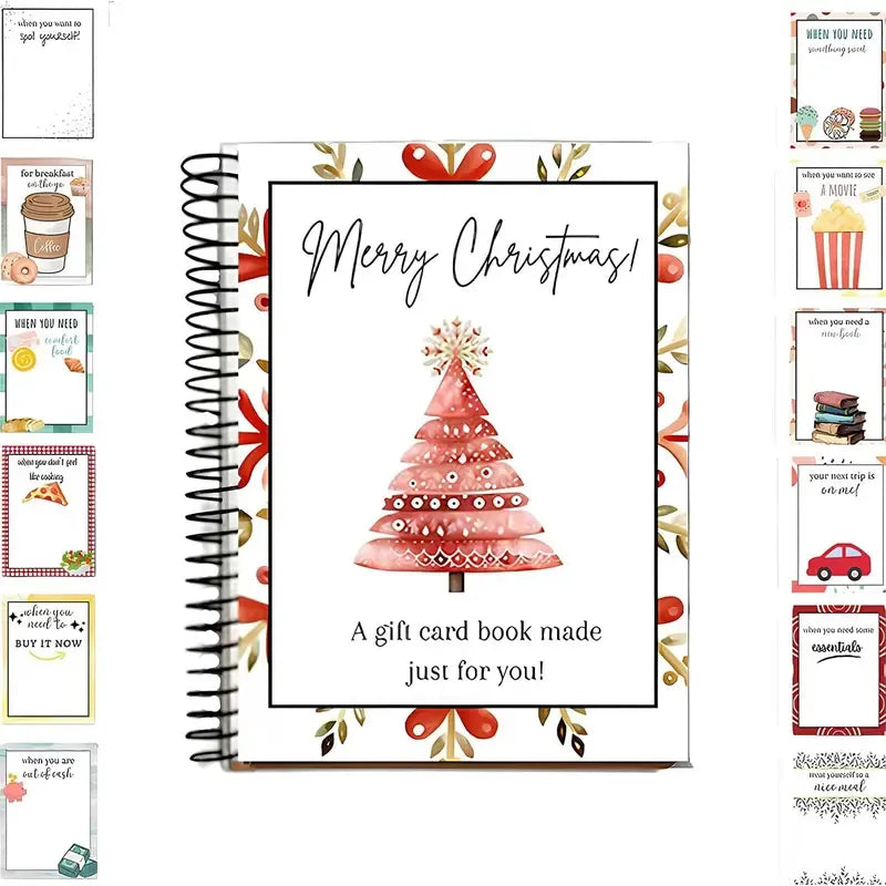 🔥🎁50 % DE RÉDUCTION !!! - Prêt pour Noël ! 🎅 Carnet de cartes-cadeaux de Noël - 👍 Carnet de cartes-cadeaux de Noël à reliure spirale à faire soi-même