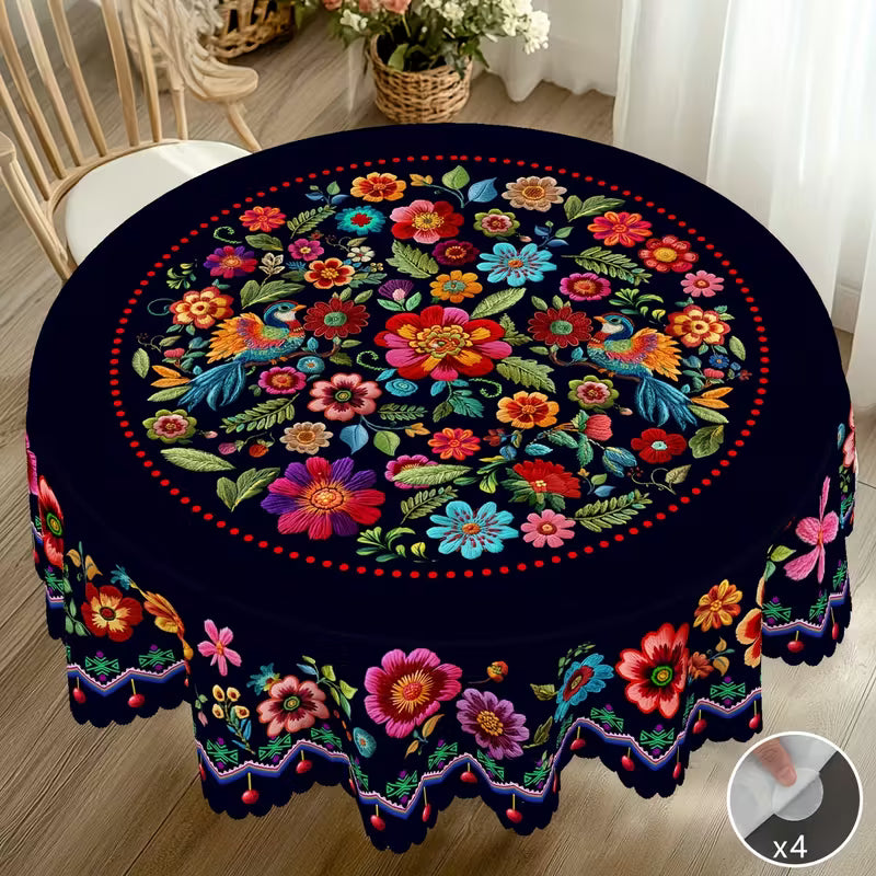 🔥Vente chaude🔥Nappe florale mexicaine avec bord festonné (50% de réduction)