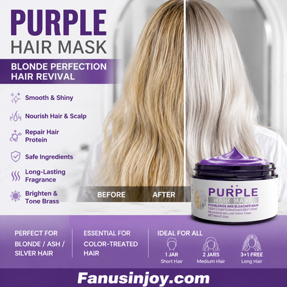 💜✨ Masque capillaire violet hydratant pour cheveux clairs, soin réparateur parfum longue durée anti-reflets jaunes ✨