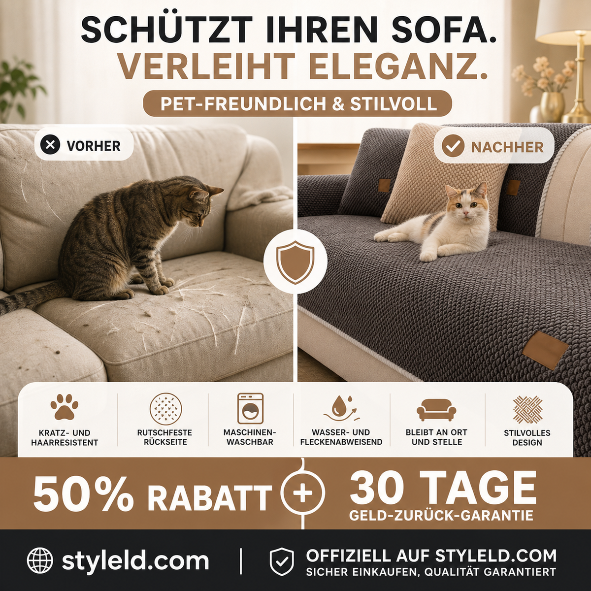 🛋️ 50 % DE RÉDUCTION ! 🧼 Housse de canapé épaisse, antidérapante et lavable – résistante, facile d'entretien et idéale pour les foyers avec animaux et enfants 🐾