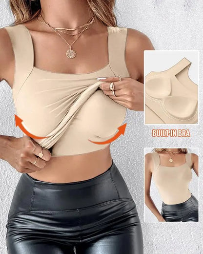 Débardeur Femme Ultra Confortable 😌 à Encollure U | Avec Soutien-gorge Intégré pour un Look Parfait 💫✨