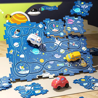 🔥Jeu de puzzle éducatif pour enfants Voiture sur rails🧩