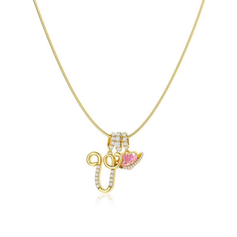 💖Dernier jour : 50 % de réduction ✨ Collier avec pendentif lettre de A à Z et trois breloques🎀