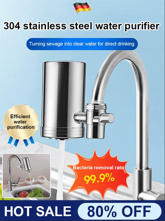 Purificateur d'eau pour robinet ménager en acier inoxydable sans installation