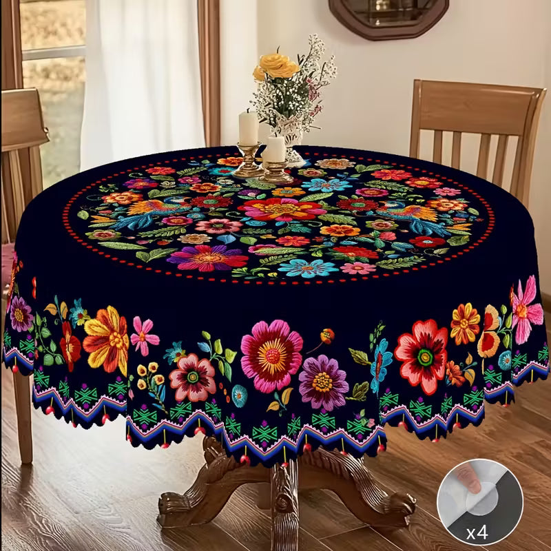 🔥Vente chaude🔥Nappe florale mexicaine avec bord festonné (50% de réduction)