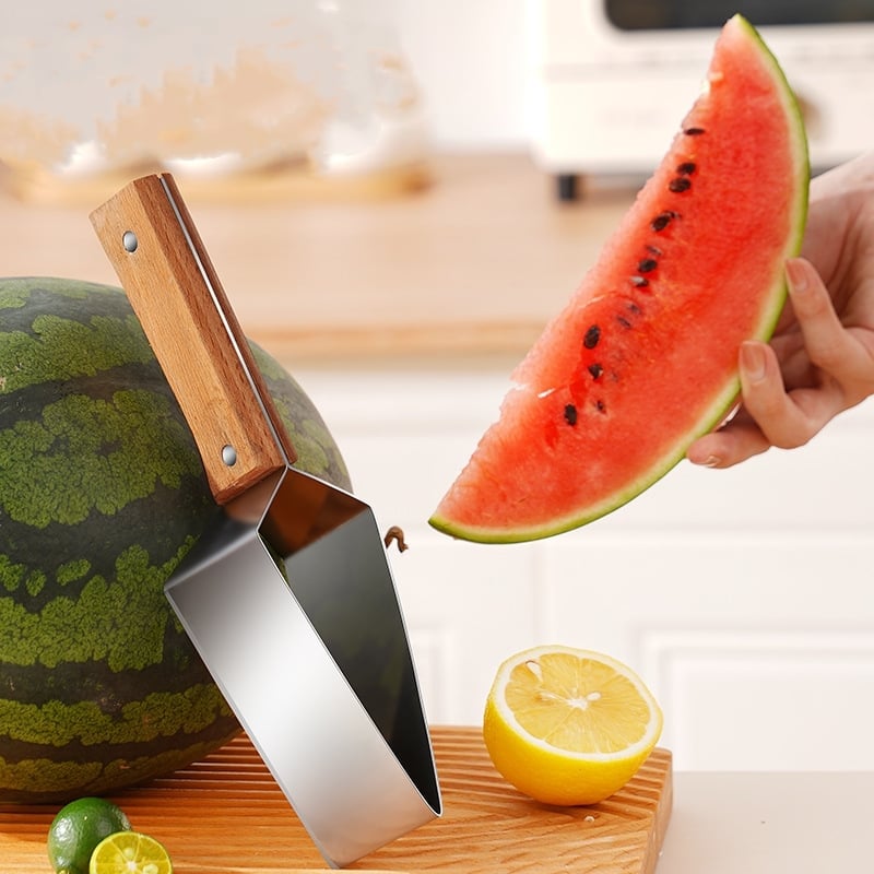 🔥 PROMO LIMITÉE 50% DE RÉDUCTION ! 🍉 Coupe-Pastèque Multifonction en Acier Inoxydable – Design Triangle, Capuchon de Protection ✂️