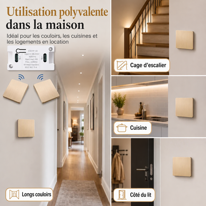 Kit d'interrupteur sans fil sans câblage avec interrupteur mural autocollant et récepteur pour lampes domestiques 220 V