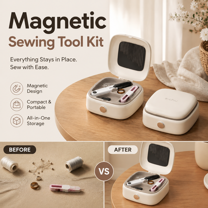 ⭐ Meilleure vente ! 🧵 Kit de couture 40 pièces. Rangement magnétique. Compact. Prêt à emporter. Une bonne affaire ! ✂️