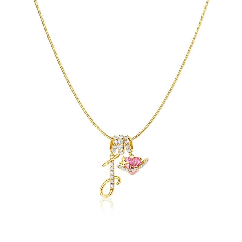 💖Dernier jour : 50 % de réduction ✨ Collier avec pendentif lettre de A à Z et trois breloques🎀