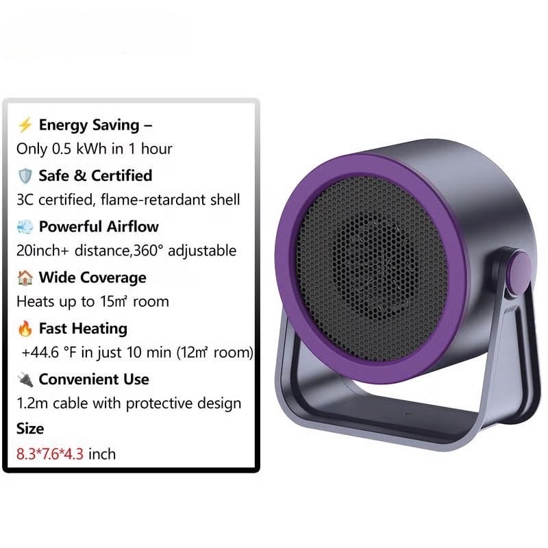 🔥 50% DE RÉDUCTION ! ❄️ Chauffage Instantané Portable – Mini Bureau & Extérieur, Chauffage Rapide & Économe ⚡✨