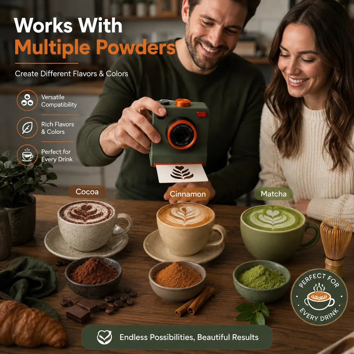 🎃Offre spéciale Halloween : 50 % de réduction !🔥Appareil photo rétro pour décorations de café – Imprimante mécanique à pochoirs pour latte art