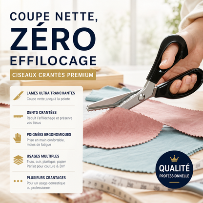 ✂️ 50% DE RÉDUCTION! 🧵 Ciseaux zig-zag inox – Lames dentelées & anti-effilochage ✨
