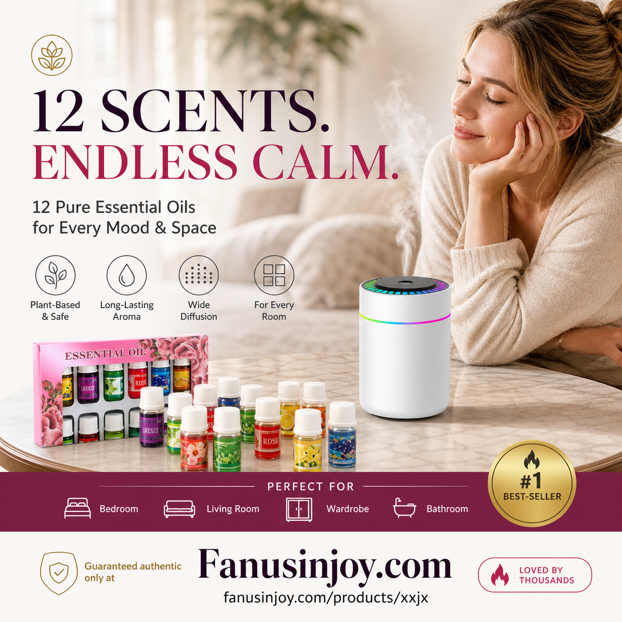 🔥 Offre limitée –50 % ! 🎁🌺 Une senteur fraîche qui égaie votre humeur ! 🌷 Coffret de 12 huiles essentielles hydrosolubles